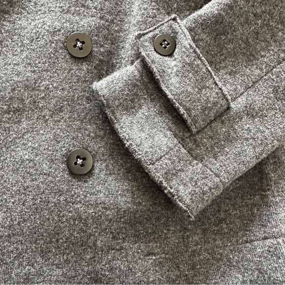 BARENA VENEZIA MEN'S VIRGIN WOOL CHARCOAL KNIT DOUBLE-BREASTED BUTTON PEACOAT - Picture 7 of 9